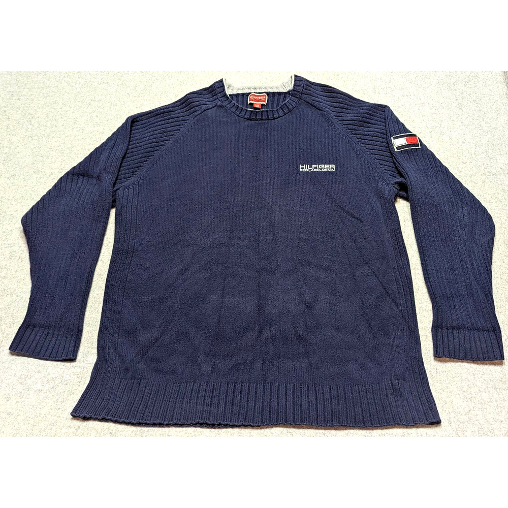 Tommy Hilfiger Sweater Blue Long Sleeve Crew Neck Pullover Men's Size XL EUC